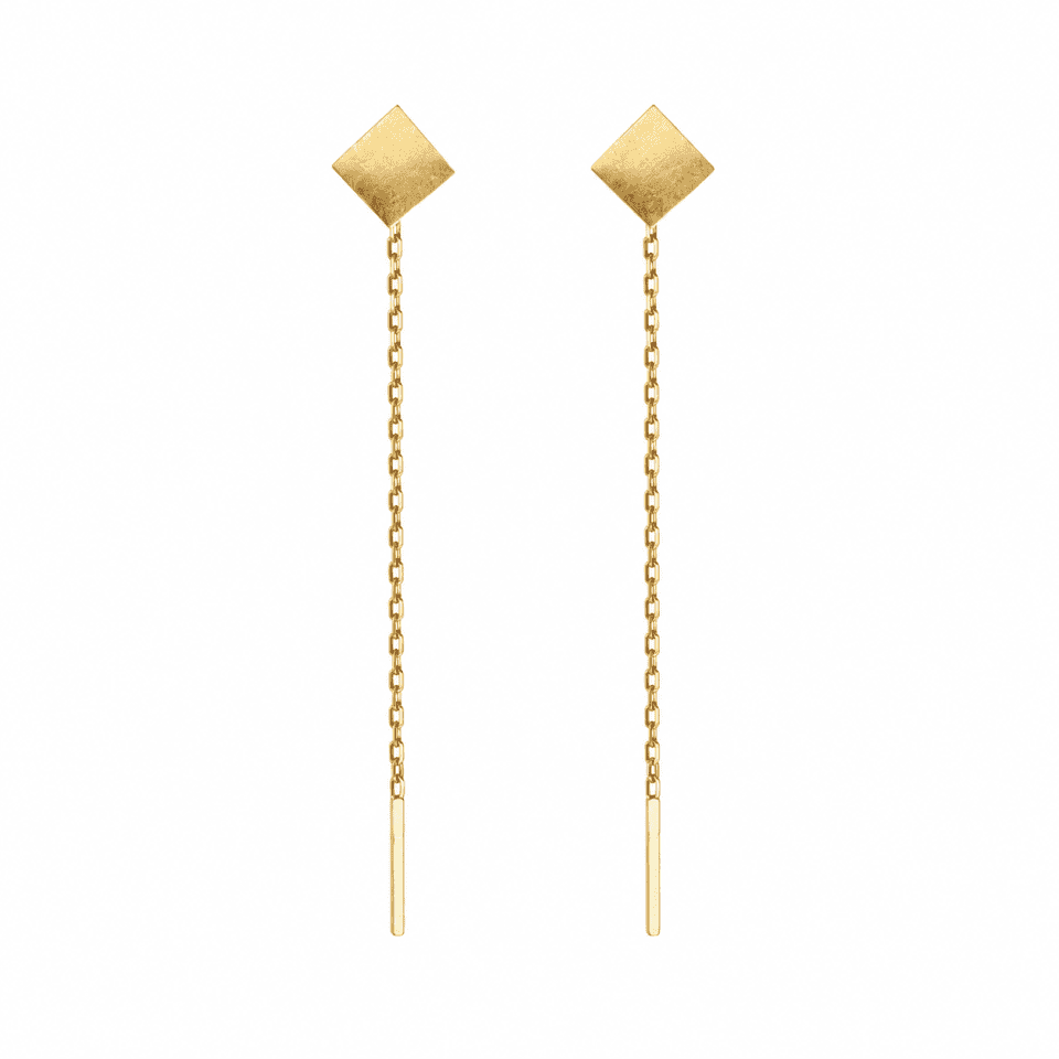 Cercei Aur 14K Fir Romburi – Geometric și Rafinat