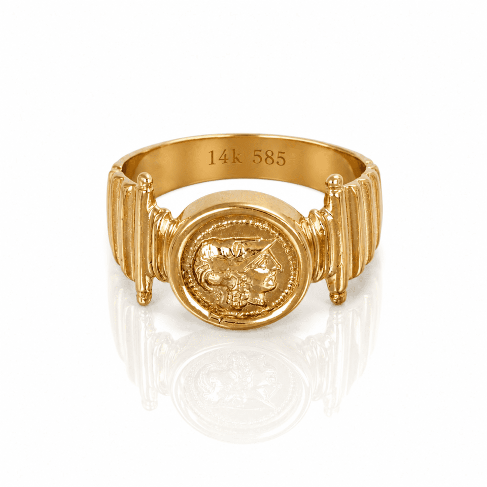 Inel din aur 14K cu model monedă – design elegant