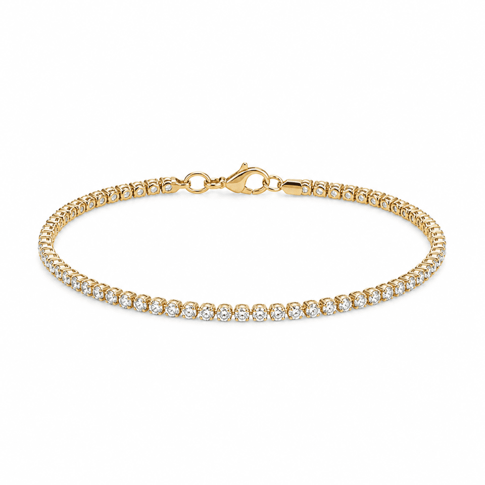 Brățară din Aur 14K cu Pietre Strălucitoare – Tip Tennis, Design Elegant pentru Femei