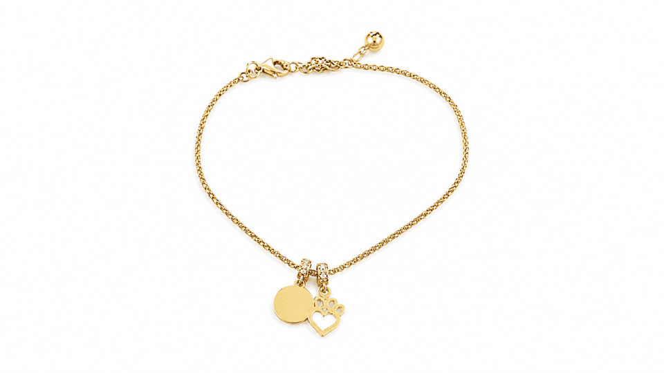 Brățară din Aur 14K cu Pandantive Inimă și Bănuț – Design Elegant Reglabil pentru Femei
