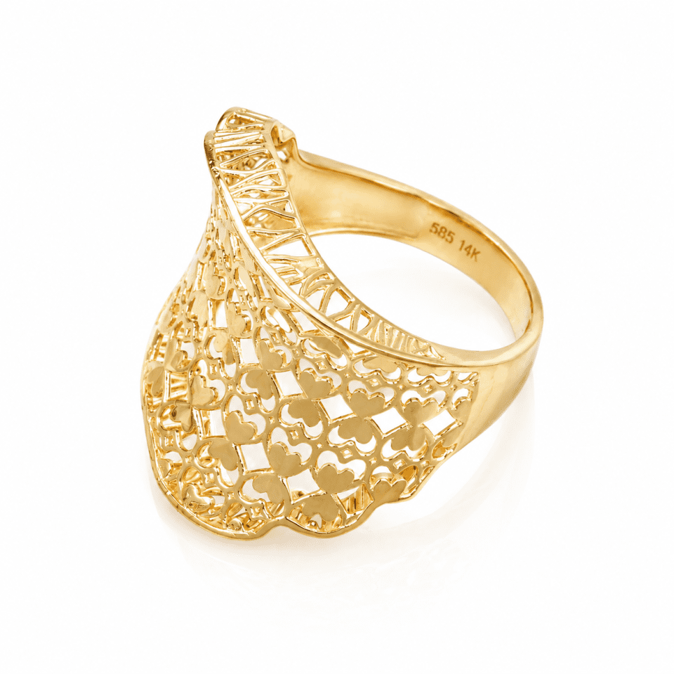Inel din aur 14K filigran – model elegant decupat