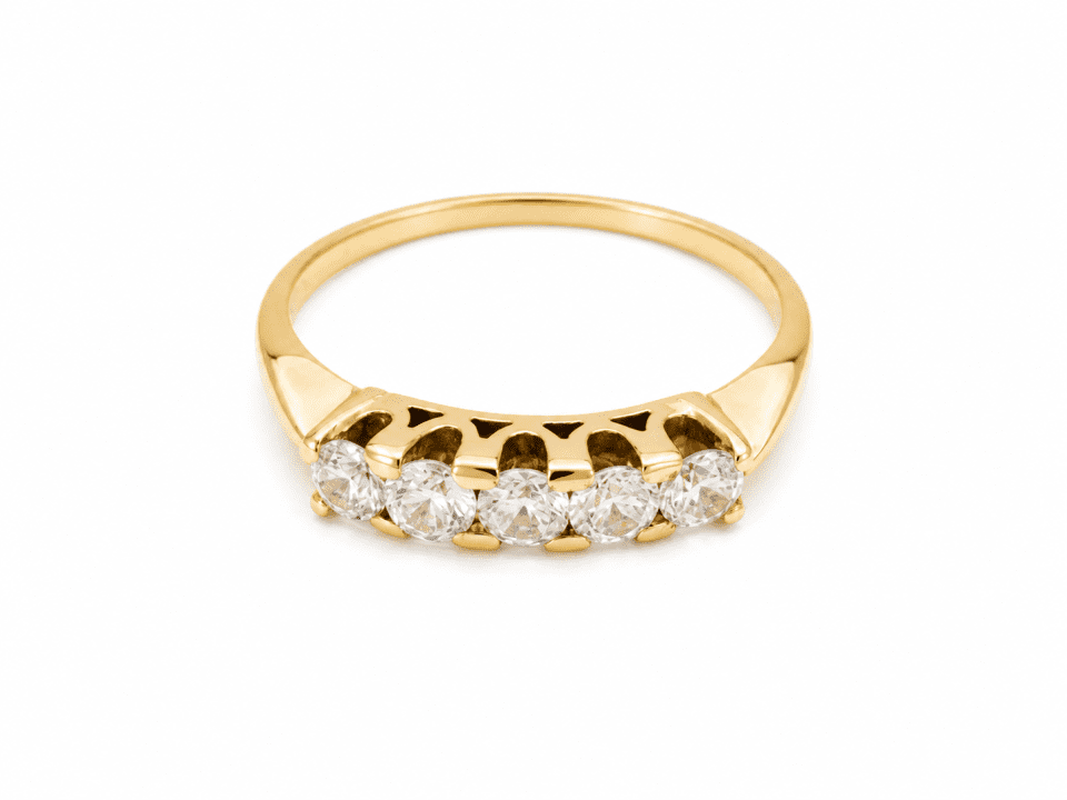 Inel half eternity din aur 14K cu pietre strălucitoare