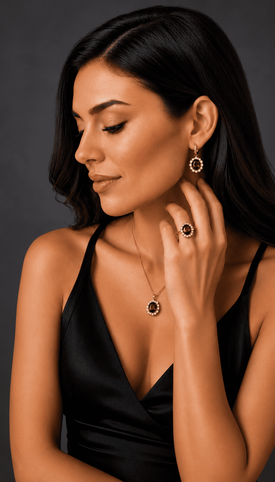set bijuterii damă ruby glamour din aur 14k