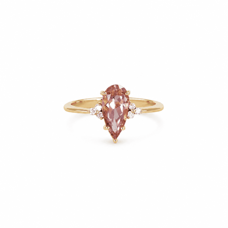Inel din aur 14K cu turmalină roz 1.70 ct și diamante