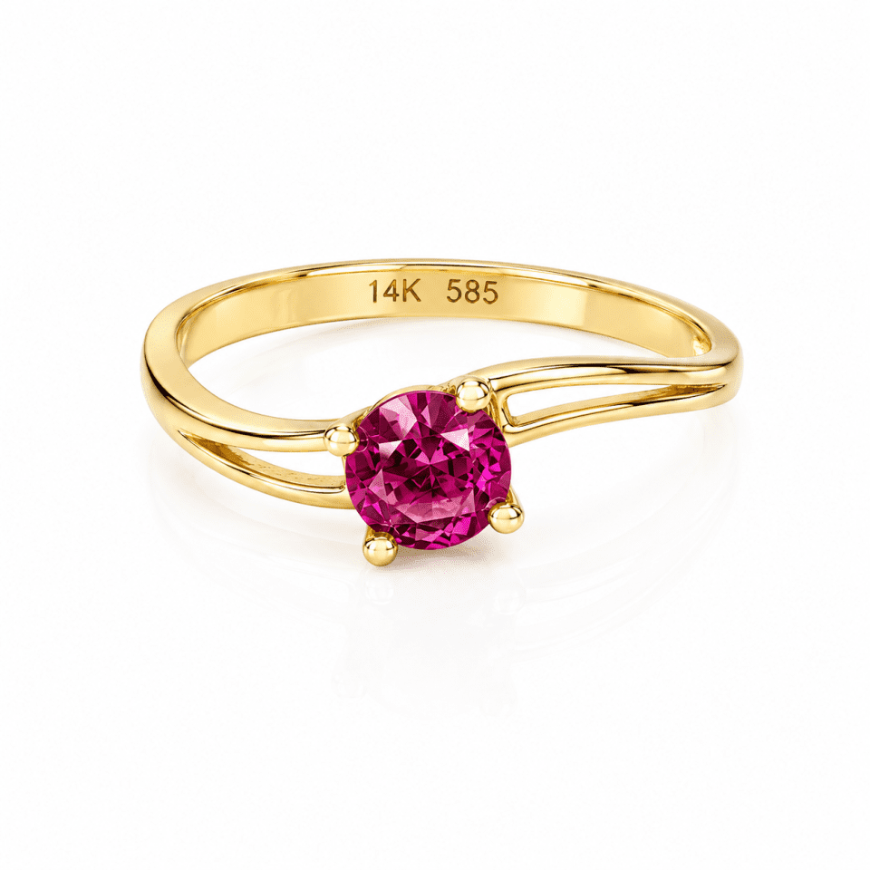 Inel aur 14K cu pyrope natural 0.55 ct