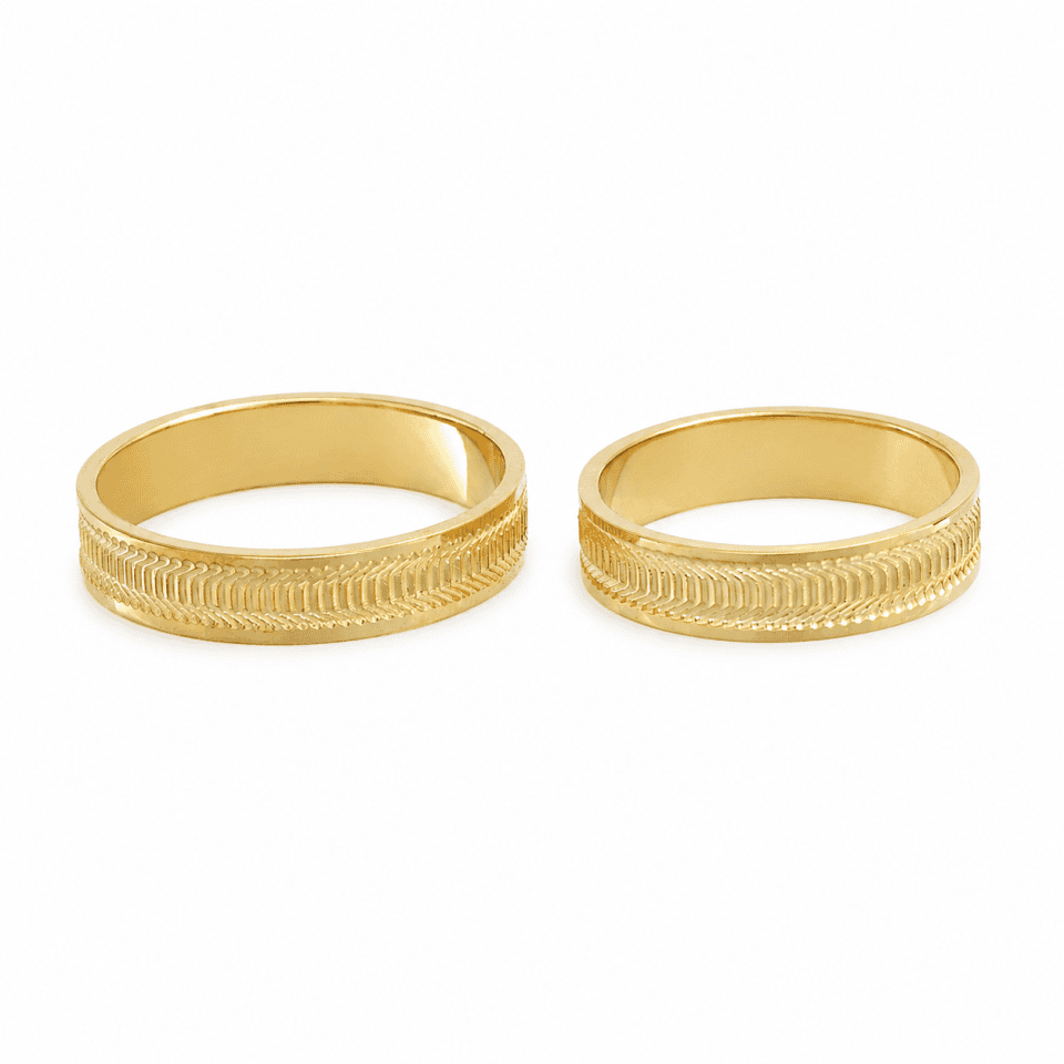 Verighete aur galben 14K cu model spic de grâu