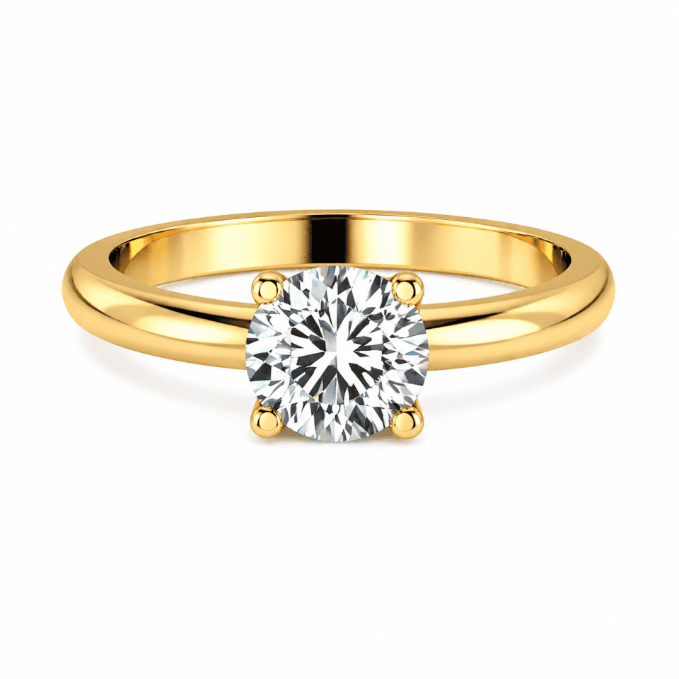 Inel de logodnă aur galben 14K cu zirconia solitaire
