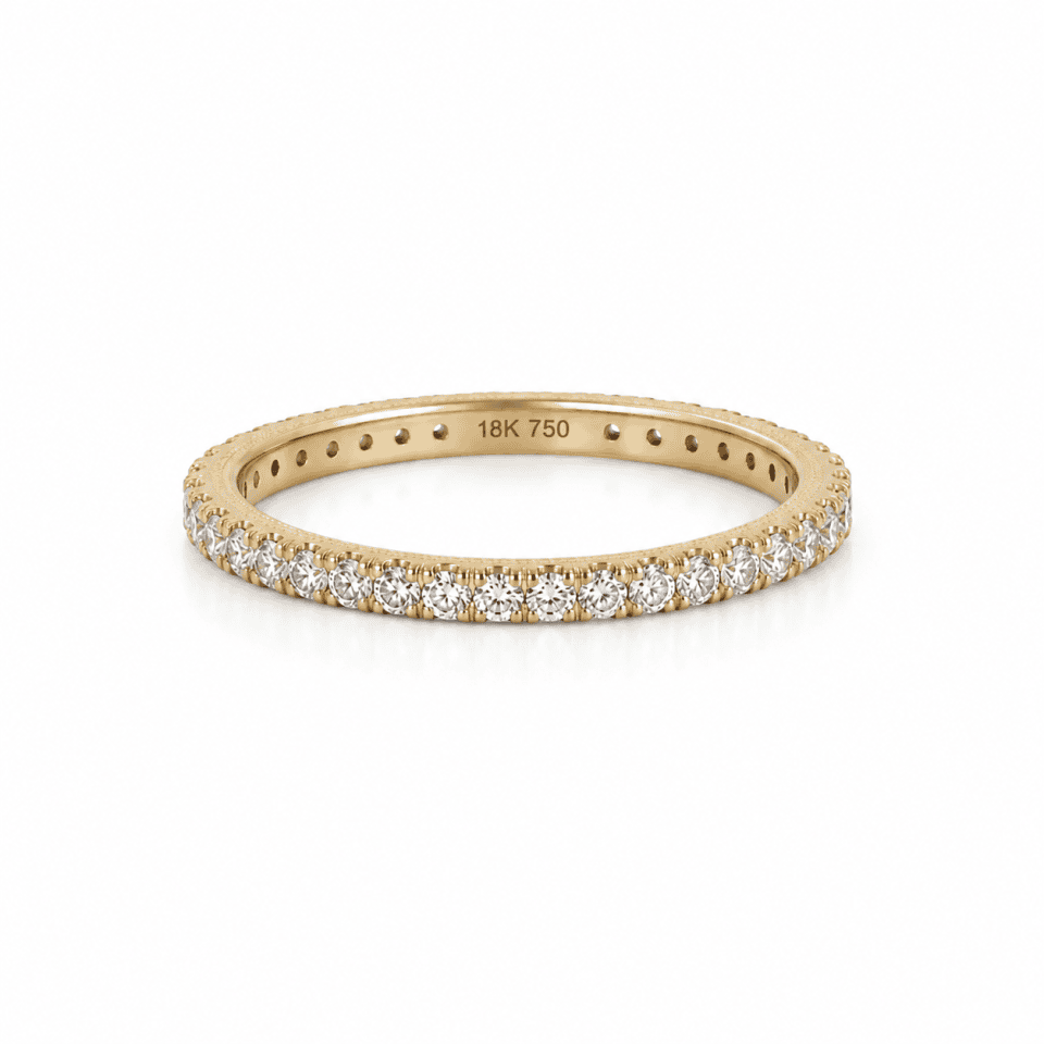 Verighetă eternity din aur galben 18K cu 33 de diamante, 0,50 ct