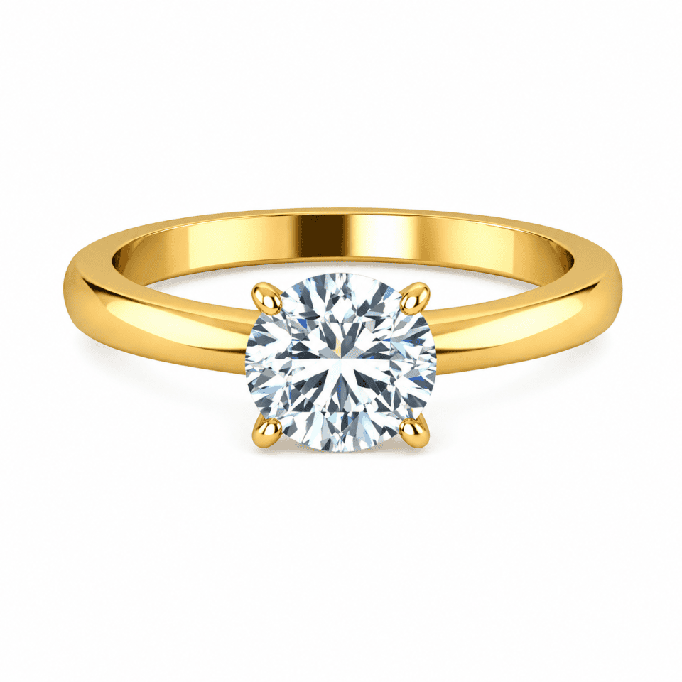 Inel de logodnă aur galben 14K cu zirconia în patru gheare
