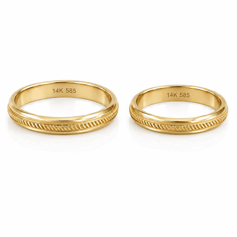 Verighete aur galben 14K cu model împletit